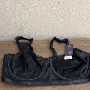 Lane Bryant Cacique Unlined Balconette Floral Lace Bra 44D Women’s Black